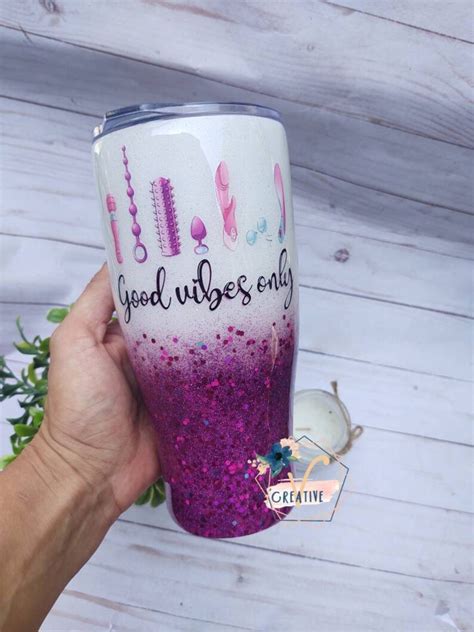 Personalized Tumbler Good Vibes Sex Toy Tumbler Pink Etsy