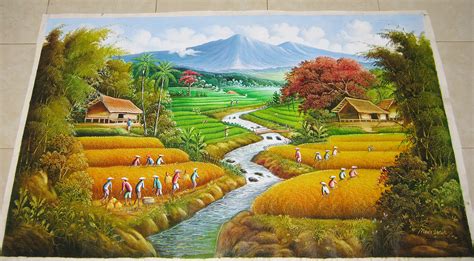 Lukisan kanvas pemandangan gunung indah 90x130 cm rd. 26+ Galeri Lukisan Pemandangan Sawah Sederhana | Guyonreceh