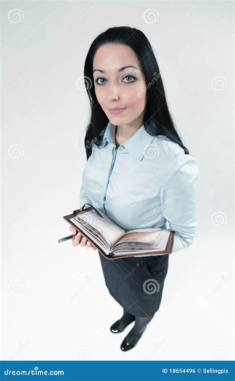 sexy brunette business woman with diary royalty free stock image image 18654496