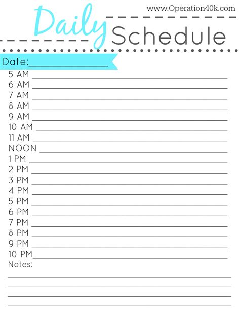 Daily Schedule For Kids Template Calendar June