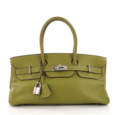 Lyst Hermès Birkin Shoulder Green Leather Handbag In Green