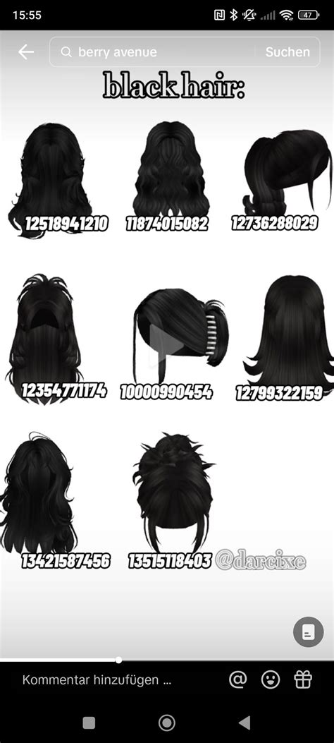 Roblox Codes Berry Black Hair Hair Accessories Hair Ideas Version