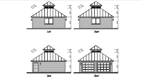 One Story Small House All Sided Elevation Cad Drawing Details Dwg File Images