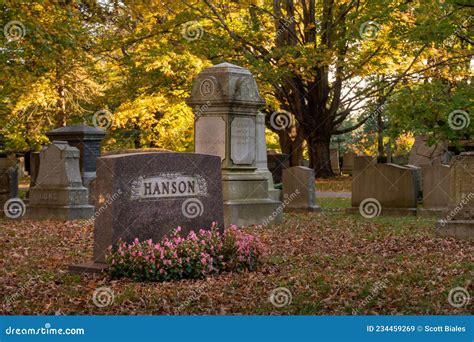 Autumn Day In Boston At Forest Hills Cemetery In Jamaica Plain Stock