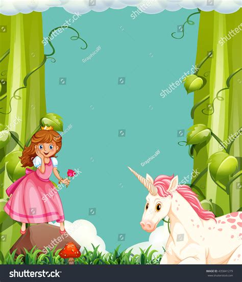 Princess Unicorn Woods Illustration Stock Vector Royalty Free
