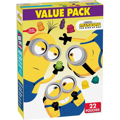 Minions Fruit Flavored Snacks Gummy Treat Pouches Value Pack 22 Ct