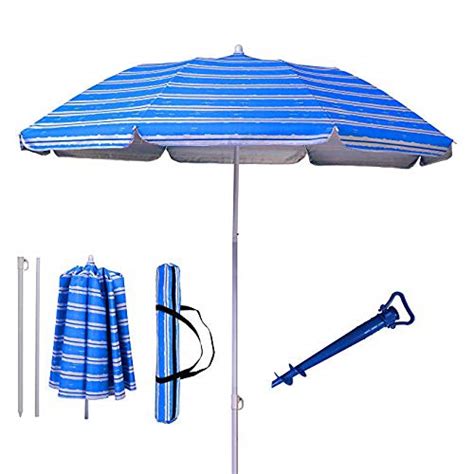 Ammsun 2017 6ft Two Folded Patio Beach Umbrella Sun Outdoor Sand Anchor