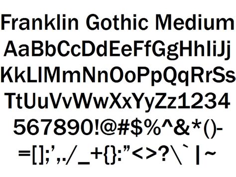 Font Alphabet Styles Franklin Gothic Medium