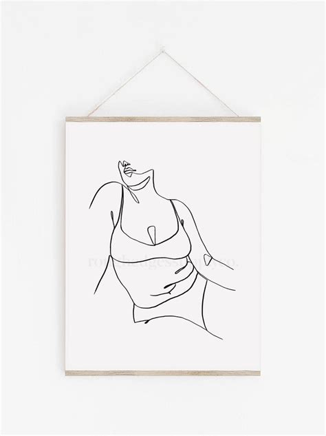 Body Positive Line Art Female Figure Art Print Minimalist Etsy