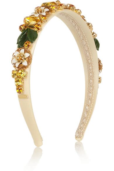 Dolce And Gabbana Swarovski Crystal Embellished Silk Headband Net A