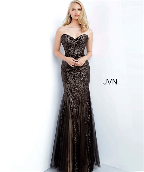 JVN Dress JVN Black Embellished Strapless Sweetheart Dress