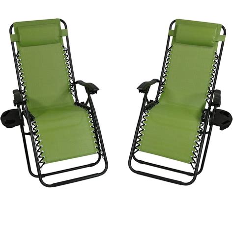 Zero gravity lounge chair cup holder clip on side tray utility beverage can aa. Sunnydaze Decor Zero Gravity Green Lawn Chairs with Pillow ...