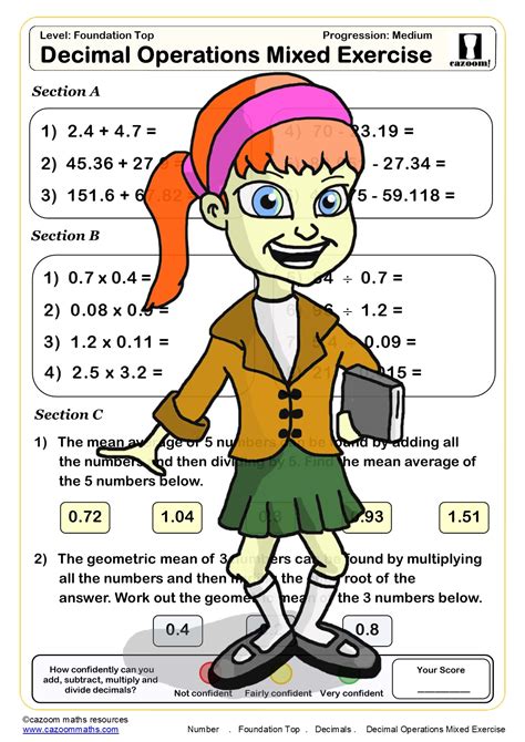 You should become efficient in using the four basic operations involving decimals—addition, subtraction, multiplication, and division. Cazoom Maths Worksheets - Decimals Maths Worksheets