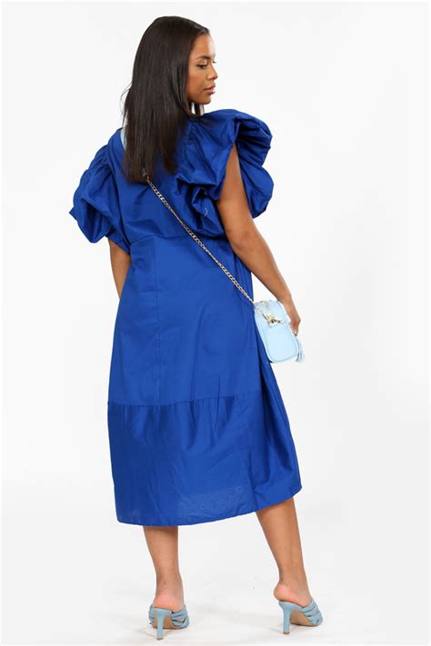 Royal Blue Puff Sleeve Dress