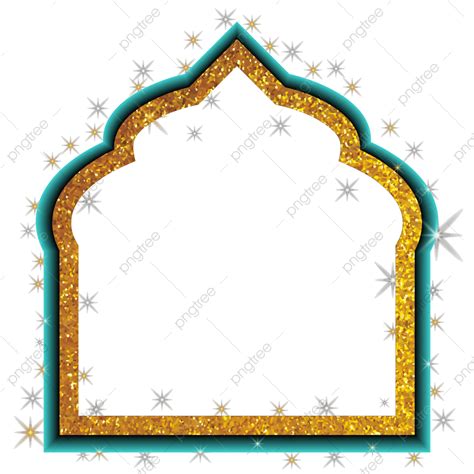 Gambar Bingkai Emas Islam Modern Terisolasi Kanvas Jalur Kliping