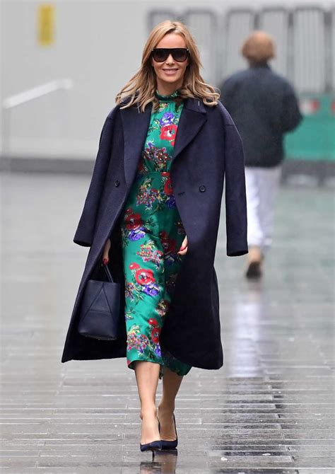 Amanda Holden In A Green Floral Dress Leaves The Heart Radio In London