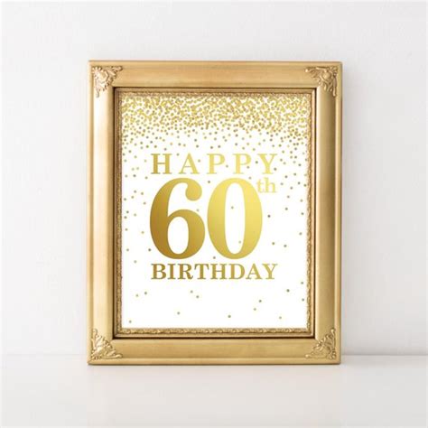 Happy 60th Birthday Sign Printable 60th Birthday Decor Black Etsy