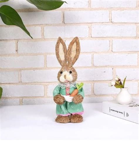 Easter Straw Rabbit Easter Bunny Decor T Easter Rabbit Etsy