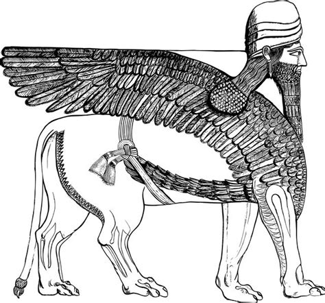 Free Image On Pixabay Winged Lion Mesopotamia Line Art