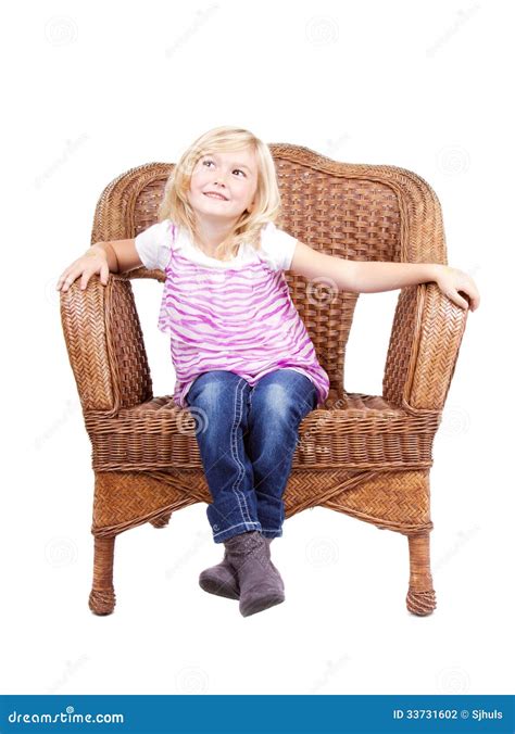 Little Girl Sitting On A Chair Stock Photo Image Of Kindergartener
