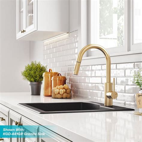 Kraus Oletto Single Handle Pull Down Kitchen Faucet In Brushed Brass Finish Walmart Com Gold