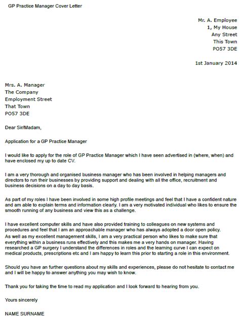 The letter should reveal the grounds of the claim and the infringing party's right to cure the issue. GP Practice Manager Cover Letter Example - icover.org.uk