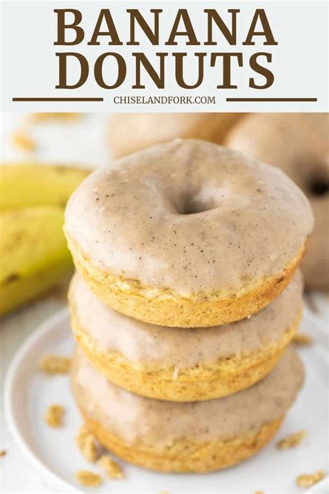 Three Glazed Banana Donuts Stacked On Top Of Each Other With The Title