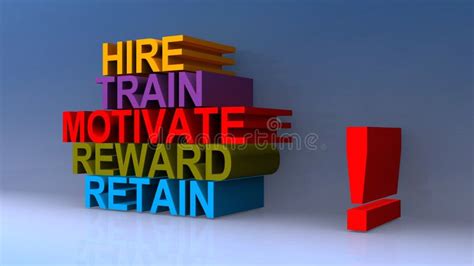 Hire Train Motivate Reward Retain On Blue Stock Illustration
