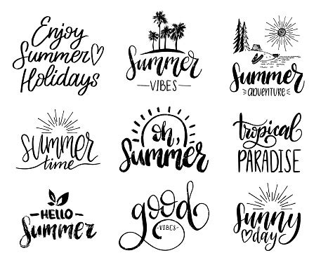 Download Set Of Handwritten Inspirational Summer Phrases Vector Fun ...