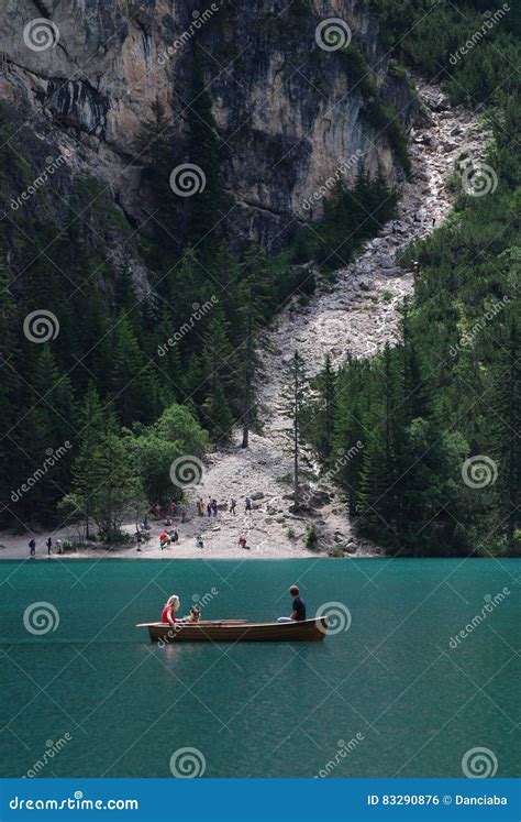Lago Di Braies Pragser Wildsee South Tyrol Dolomites Editorial