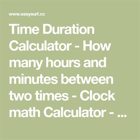 Time Duration Calculator How Many Hours And Minutes Between Two Times