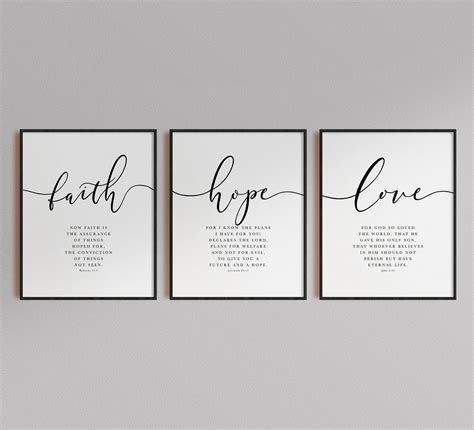 Faith Hope Love Bible Verse Wall Art Set Of 3 Prints ESV Etsy