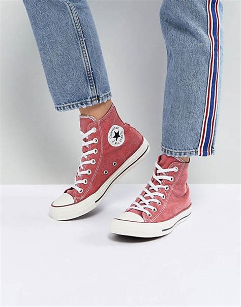 Converse Chuck Taylor All Star Hi Sneakers In Stonewashed Red Asos