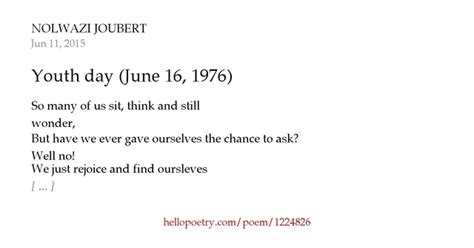 Youth Day June 16 1976 By Nolwazi Joubert Hello Poetry