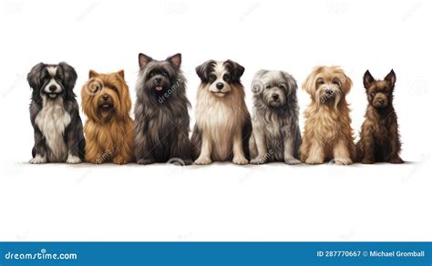 Various Dog Breeds Isolated On White Created With Generative Ai Many