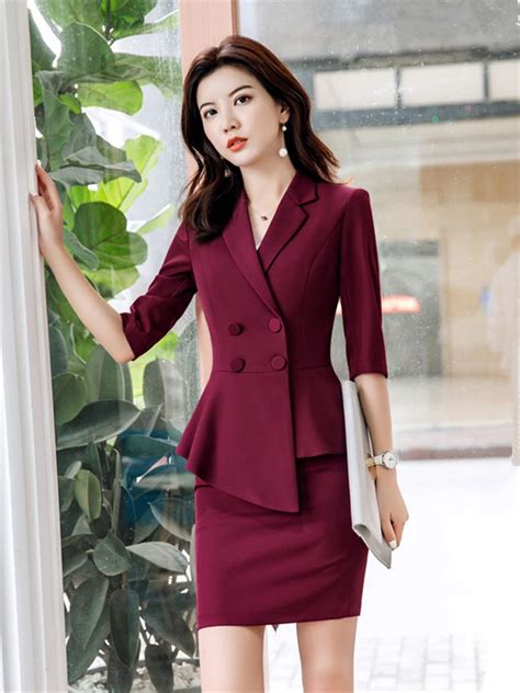 Office Uniform Designs For Women Business Suits With Skirt And Jacket Sets Ladies Blazer W