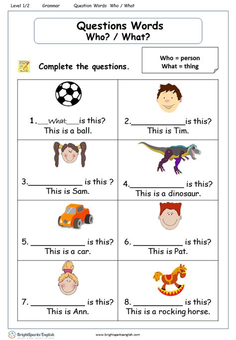 Wh Questions Worksheet For Kindergarten