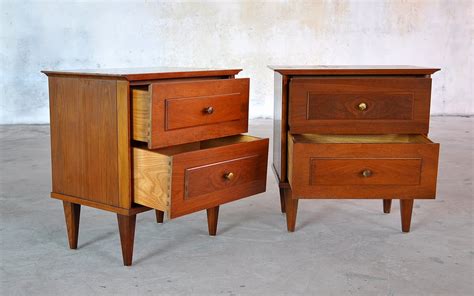 Caravelle tiny vintage mid century night stand alarm clock. SELECT MODERN: Pair of Mid Century Nightstands, Side or ...
