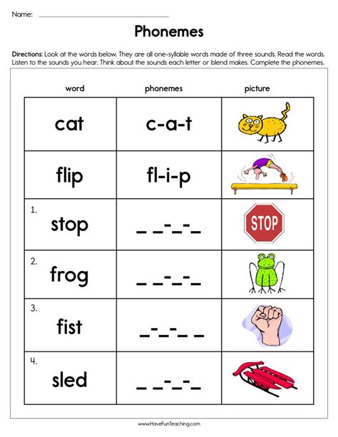 Phonemes Worksheet By Teach Simple