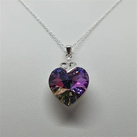 Sterling Silver Swarovski Crystal Heart Pendant Necklace Crystal