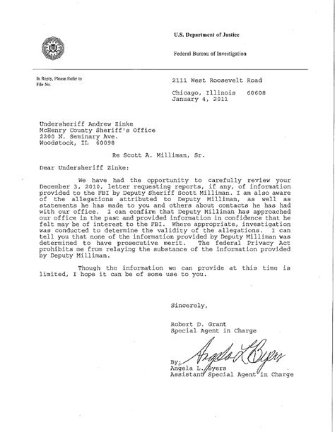 Because the job requires strength, integrity and success, the criteria to meet for recruitment is tough. Woodstock Advocate: "That" FBI Letter about Milliman
