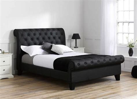 Faux Leather Chesterfield Sleigh Bed Frame Bedworld