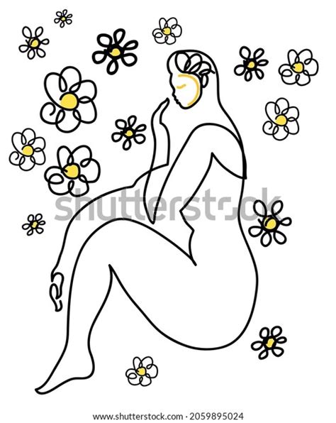 One Line Drawing Sitting Nude Woman Vector C S N Mi N Ph B N Quy N