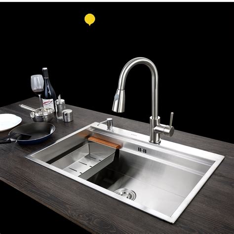 It includes a single metal switch lever for every one of them has its own weaknesses and strengths in the kitchen. C&C SUS304 Stainless Steel Kitchen Sink Vessel Set With ...