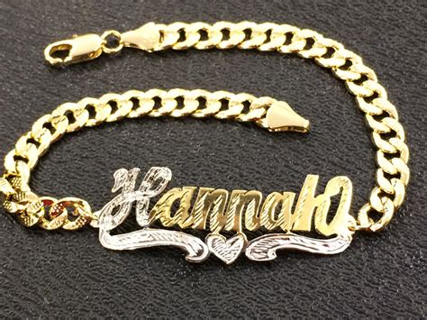 Personalized Adult 14k Gold Overly Any Single Plate Name Id Bracelet B