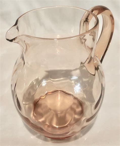 Vintage Blush Pink Depression Glass Juice Water Pitcher