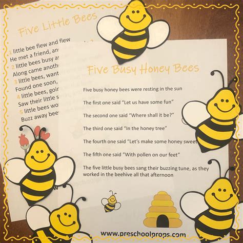Five Busy Honey Bees Felt Flannel Board Puppet Set For Literacy And