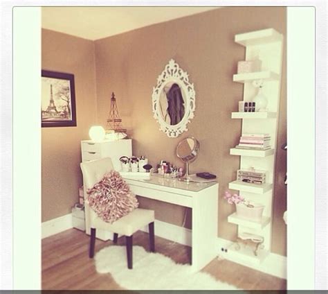 Dressing table and angled mirror were designed to fit under the eaves of this top floor bedroom. Dressing table ideas | Dressing Table DIY | Pinterest