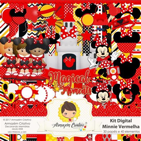 Kit Digital Minnie Vermelha Viver Com Criatividade 4d8