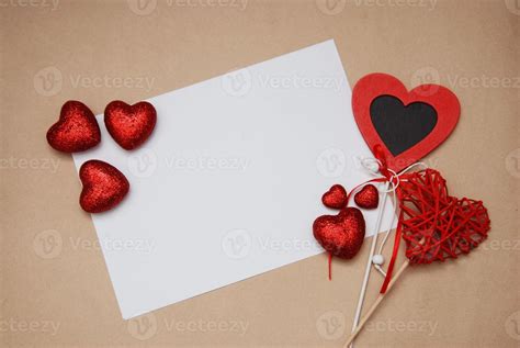 Blank Paper With Red Hearts Free Space For Your WWriting Or Advertising St Valentine S Day